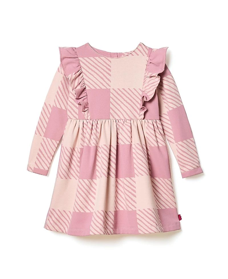 Mon Coeur Girls' Recycled Cotton Buffalo Check Ruffle Dress - Baby, Little Kid