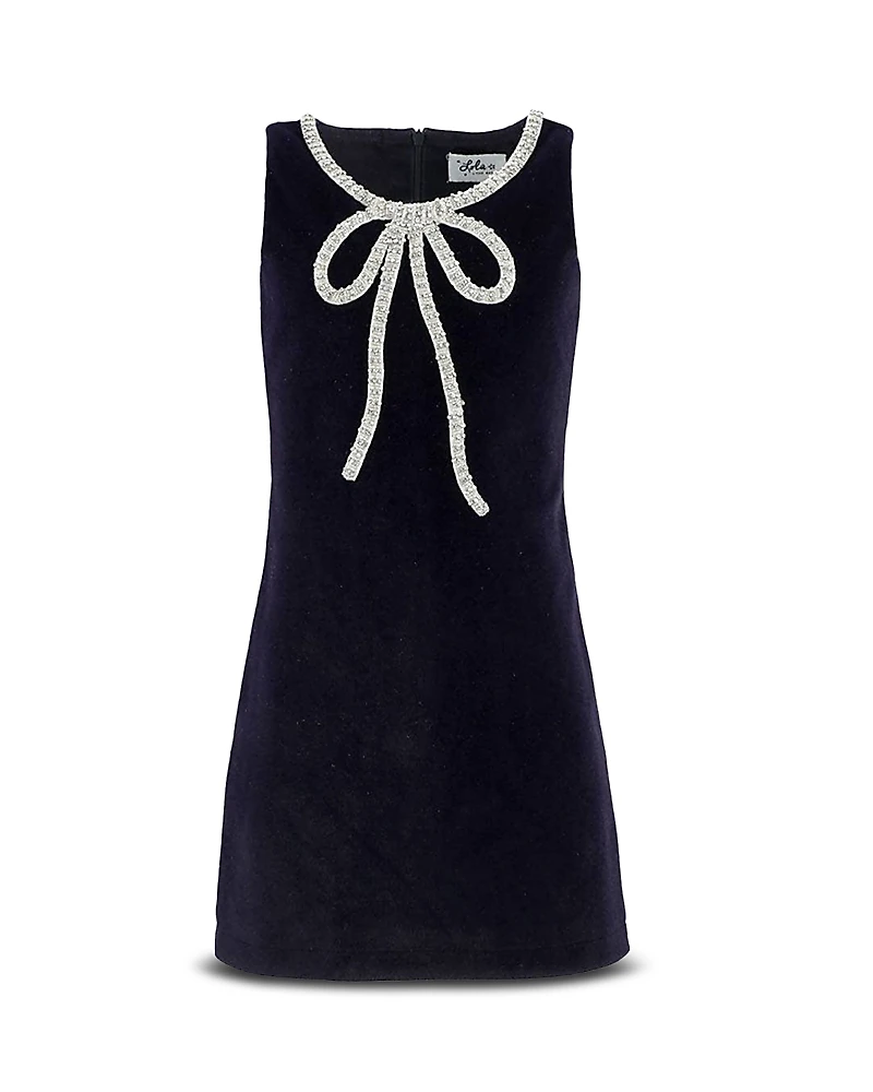 Lola + The Boys Girls' Velvet Bow Princess Dress - Little Kid