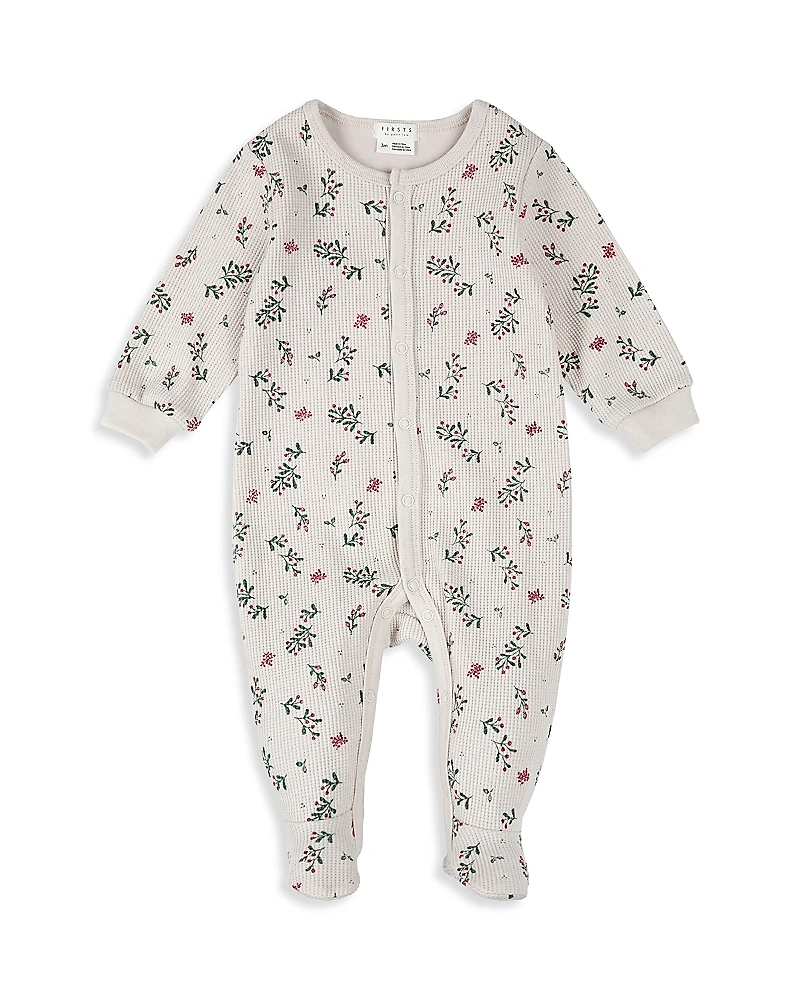 Firsts by petit lem Girls' Holly Print Footed Sleeper - Baby