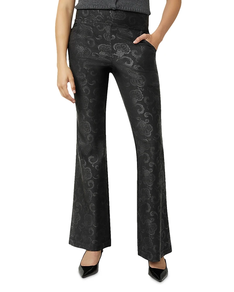 Hue Etched Floral High Rise Baby Bootcut Jeans