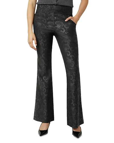 Hue Etched Floral High Rise Baby Bootcut Jeans