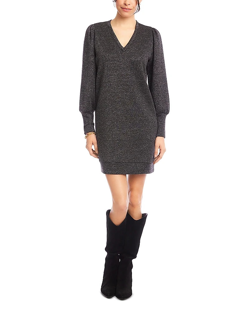 Karen Kane Puffed Sleeve V Neck Dress