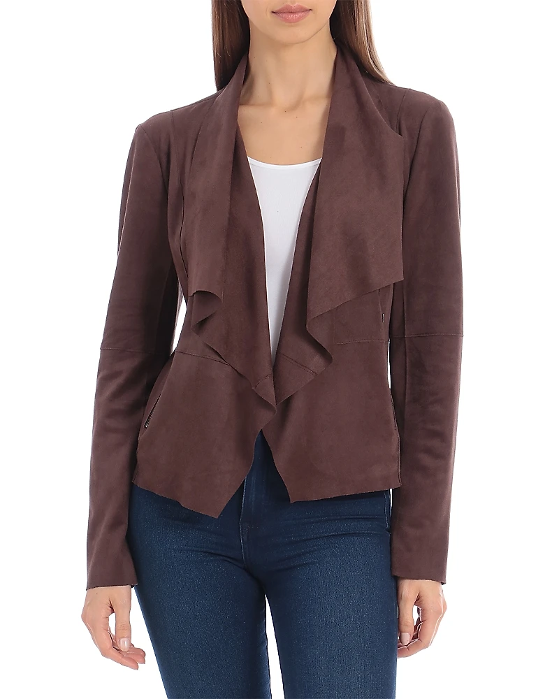 Bagatelle Faux-Suede Drape-Front Jacket