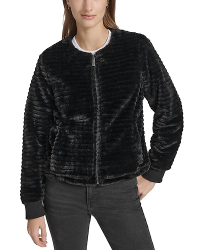 Marc New York Ribbed Faux Fur Zip Jacket