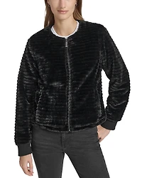 Marc New York Ribbed Faux Fur Zip Jacket
