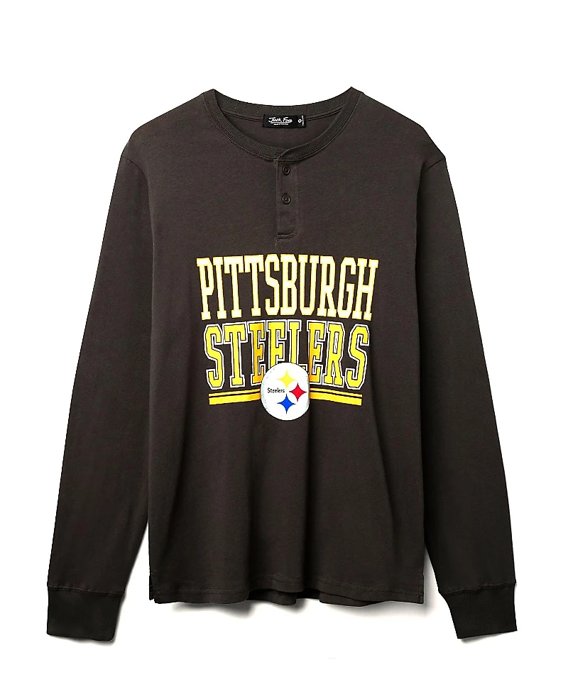 Junk Food Clothing Unisex Nfl Pittsburgh Steelers Long Sleeve Henley Tee