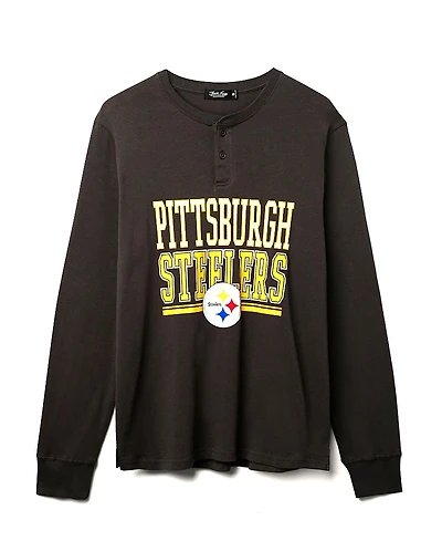 Junk Food Clothing Unisex Nfl Pittsburgh Steelers Long Sleeve Henley Tee