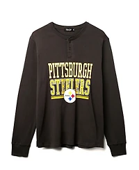 Junk Food Clothing Unisex Nfl Pittsburgh Steelers Long Sleeve Henley Tee