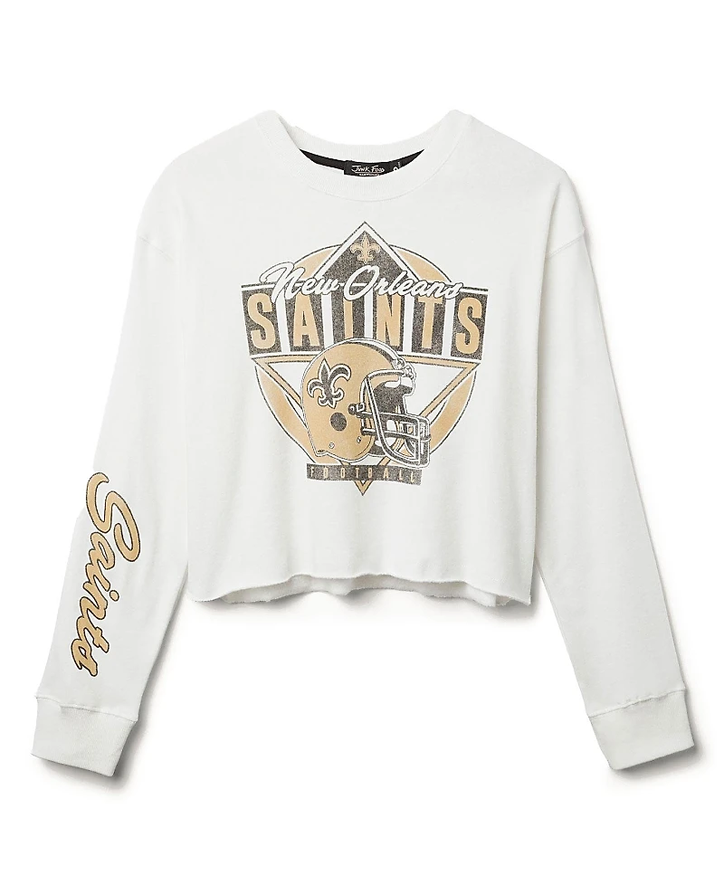 Junk Food Clothing Women's Nfl New Orelans Saints Helmet Crop Fleece Sweatshirt
