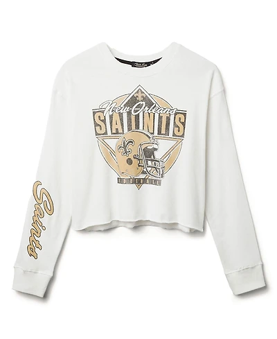 Junk Food Clothing Women's Nfl New Orelans Saints Helmet Crop Fleece Sweatshirt