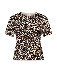 Milly Leopard Print Short Sleeve Top