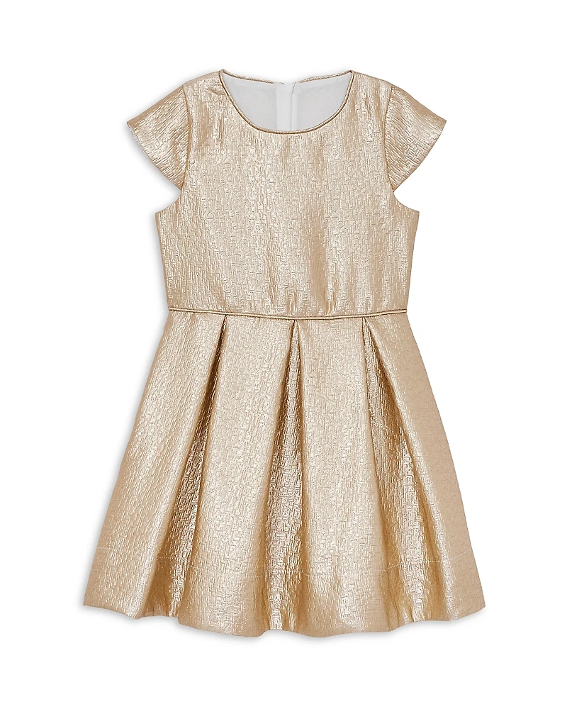 Reiss Girls' Nia Metallic Pleated Cap Sleeve Dress