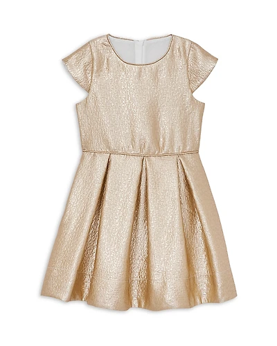 Reiss Girls' Nia Metallic Pleated Cap Sleeve Dress