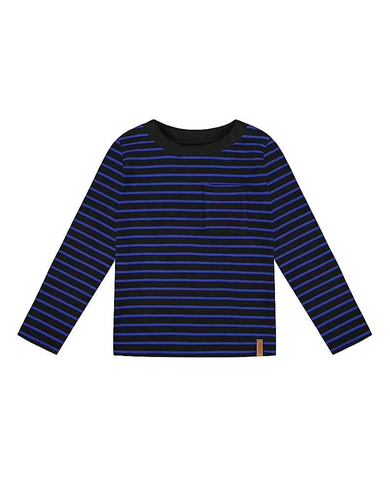 Deux par Boys' Long Sleeve Brushed Jersey Striped Tee - Little Kid, Big Kid