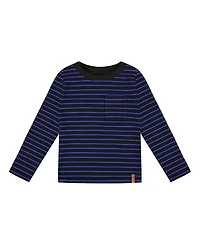 Deux par Boys' Long Sleeve Brushed Jersey Striped Tee - Little Kid, Big Kid