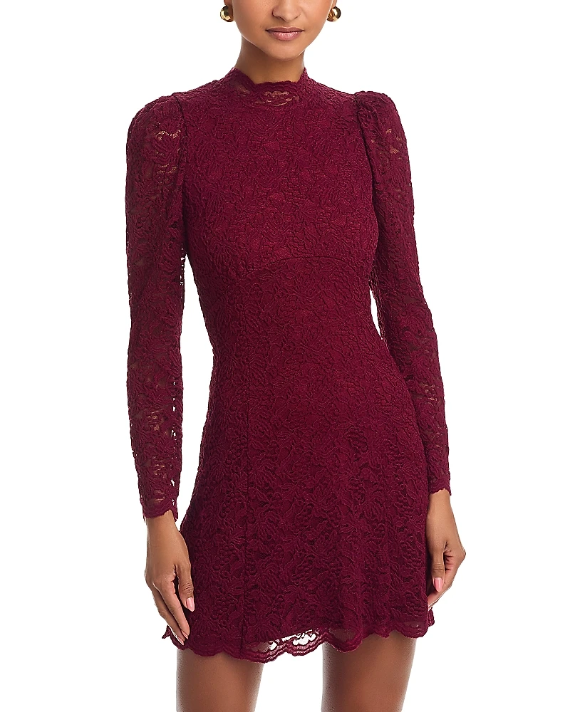 Aqua Lace Mock Neck Dress - Exclusive