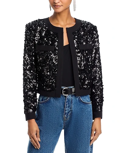 Aqua x Salvatore Rizza Sequinned Two Pocket Blazer - Exclusive