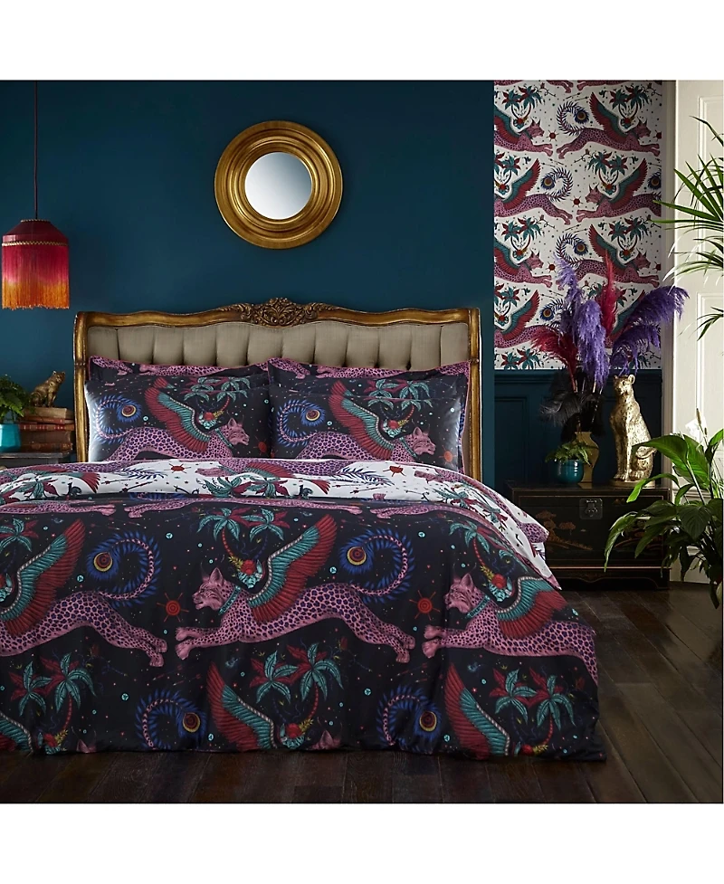 Emma J Shipley Lynx Navy Print Duvet Cover,