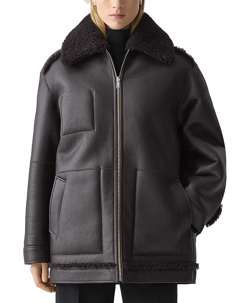 Theory Cocoon Reversible Shearling Coat