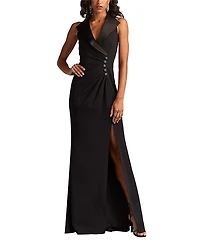 Tadashi Shoji Neshia Halter Lapel Gown