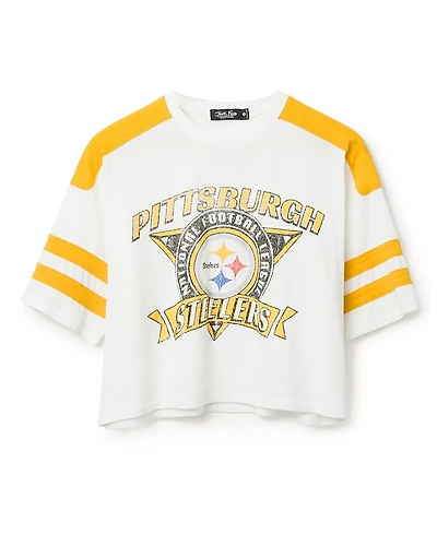 Junk Food Clothing Women's Nfl Pittsburgh Steelers Striped Crop Tee