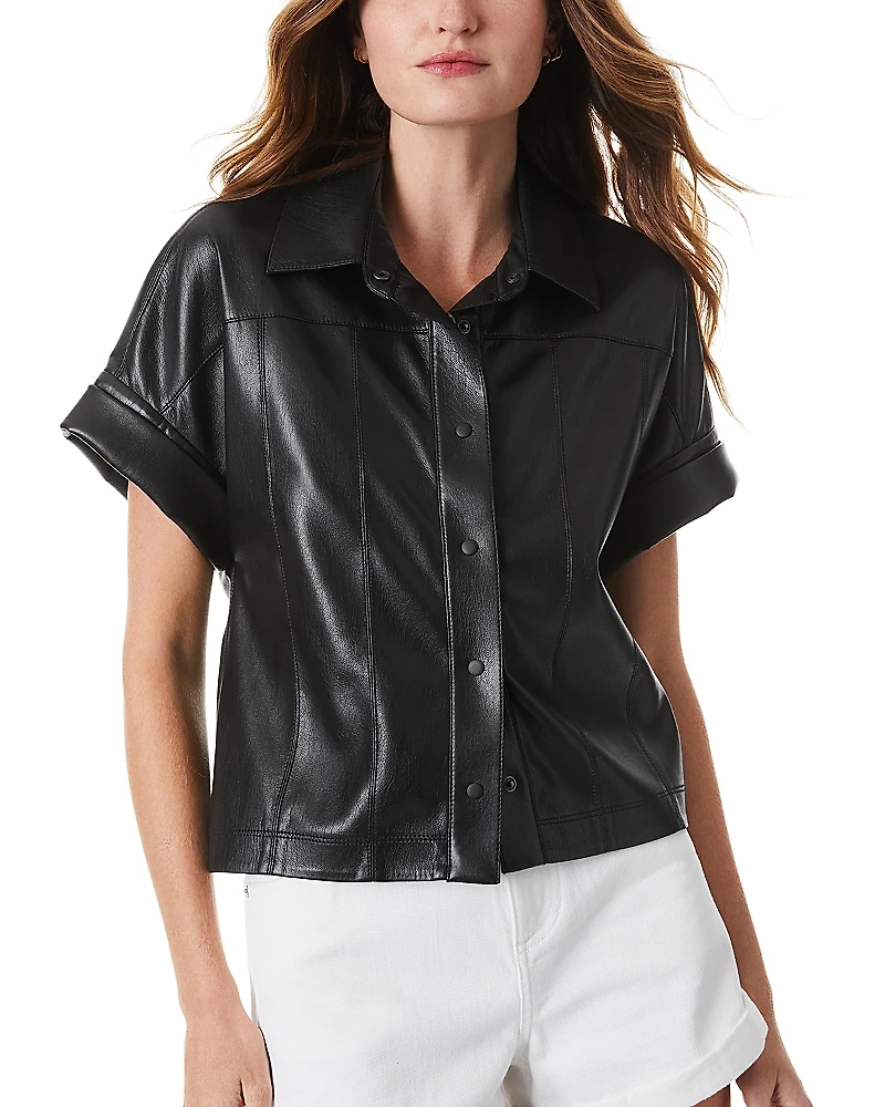 Alice and Olivia Edyth Faux Leather Shirt