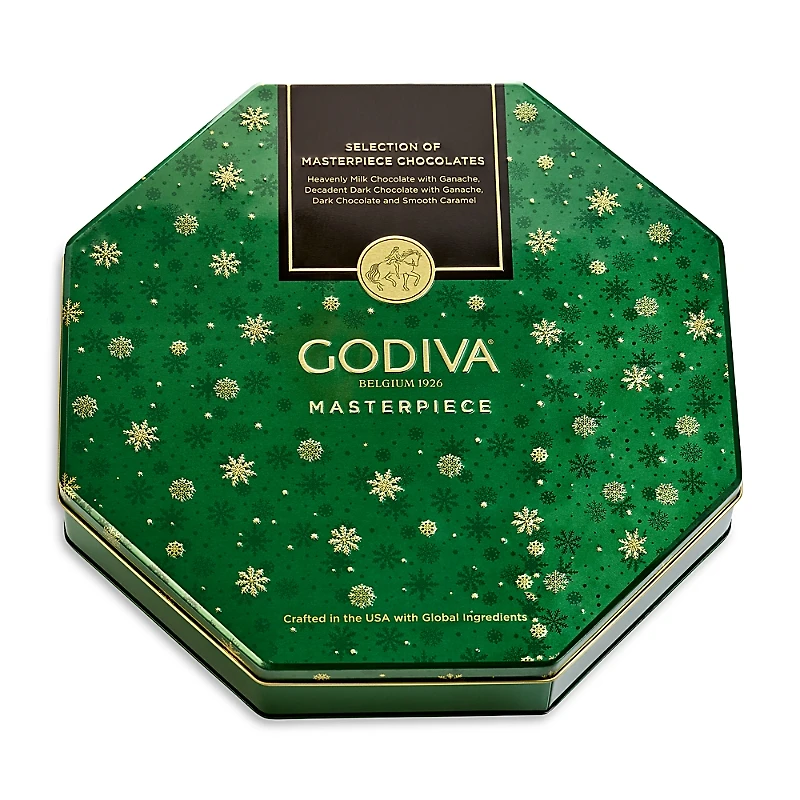 Godiva Holiday Masterpiece Wrapped Chocolate Tin, 50 Piece