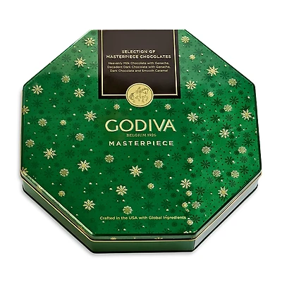 Godiva Holiday Masterpiece Wrapped Chocolate Tin, 50 Piece