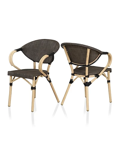 Furniture of America Madison Aluminum Patio Arm Chairs, Set 2