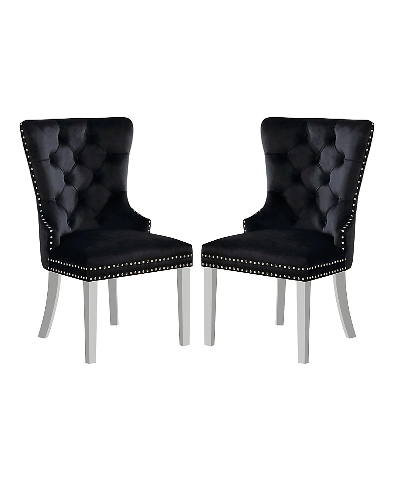 Furniture of America Isah Metal Legs Upholstered Tufted and Nailhead Side Chairs, Set of 2