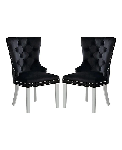 Furniture of America Isah Metal Legs Upholstered Tufted and Nailhead Side Chairs, Set of 2