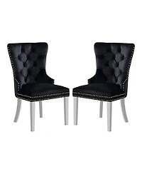 Furniture of America Isah Metal Legs Upholstered Tufted and Nailhead Side Chairs, Set of 2