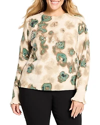 Nic+Zoe Plus Camo Shine Round Neck Sweater