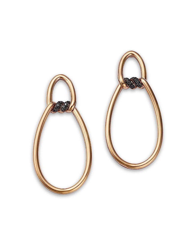 Roberto Coin 18K Rose Gold Cialoma Black Diamond Doorknocker Drop Earrings