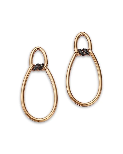 Roberto Coin 18K Rose Gold Cialoma Black Diamond Doorknocker Drop Earrings