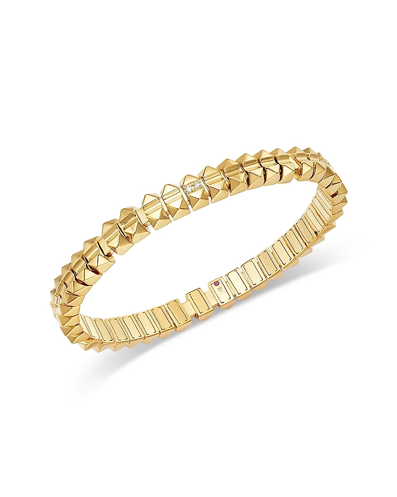 Roberto Coin 18K Yellow Gold Obelisco Diamond Accent Flexible Bangle Bracelet
