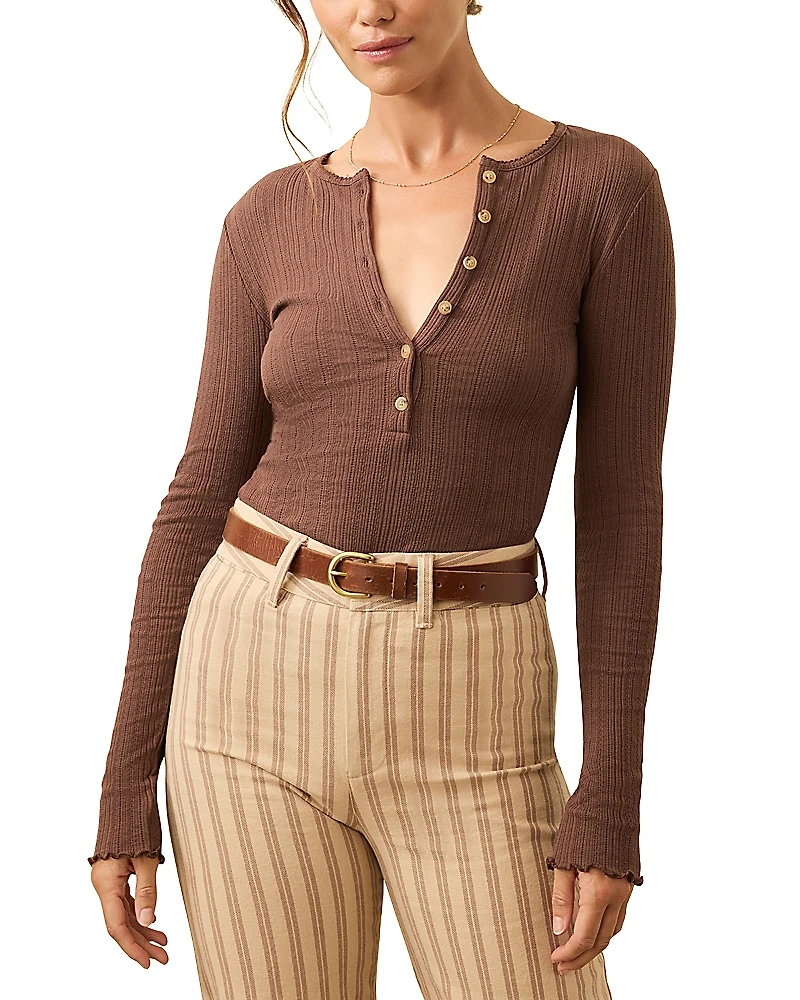 Faherty Paradise Pointelle Henley Sweater