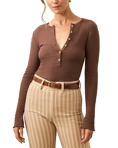 Faherty Paradise Pointelle Henley Sweater