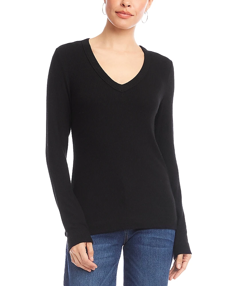 Karen Kane Ribbed V Neck Top