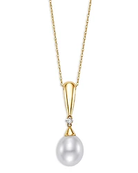 Bloomingdale's Fine Collection Diamond & Freshwater Pearl Pendant Necklace