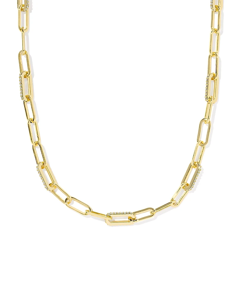 Kendra Scott Bella Pave Paperclip Chain Collar Necklace, 18.5-21.5
