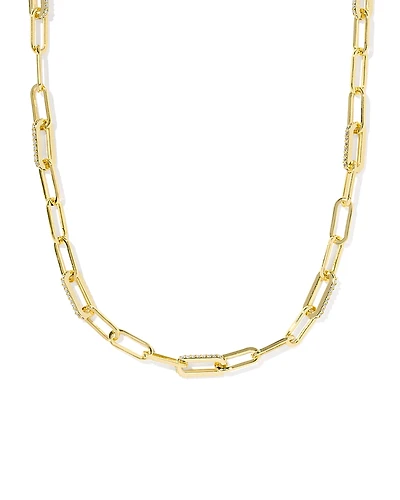Kendra Scott Bella Pave Paperclip Chain Collar Necklace, 18.5-21.5