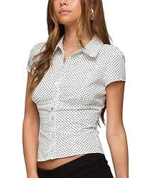 Edikted Polka Dot Tailored Button Up Shirt