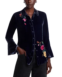 Johnny Was Velvet Bell Sleeve Blouse