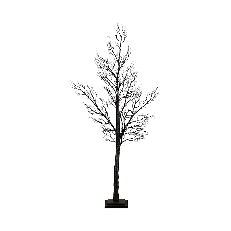 Nearly Natural 5' Pre-Lit Halloween Minimalist Twig Artificial Fall Tree with 240 Orange & Purple Led Lights