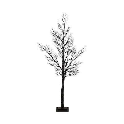 Nearly Natural 5' Pre-Lit Halloween Minimalist Twig Artificial Fall Tree with 240 Orange & Purple Led Lights