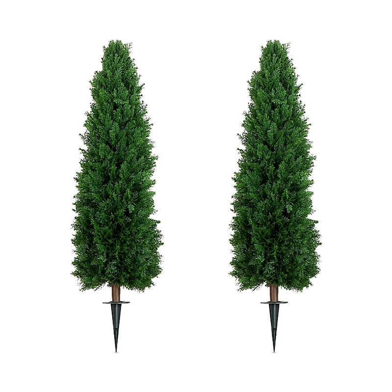 Nearly Natural 4' Uv Resistant Artificial Cedar Plant with Integrated Ground Stake (Indoor/Outdoor) - Set of 2