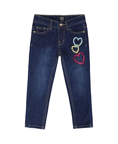 Deux par Girls' Stretch Jeans with Glittery Hearts