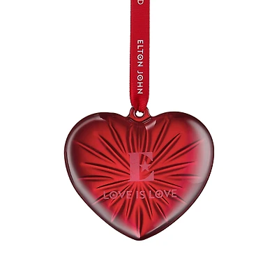 Waterford Elton John Aids Foundation Crystal Red Heart Ornament