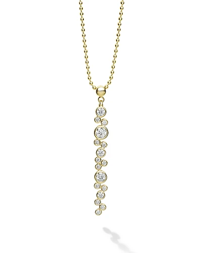 Lagos 18K Yellow Gold Fizz Diamond Bezel Linear Cluster Pendant Necklace